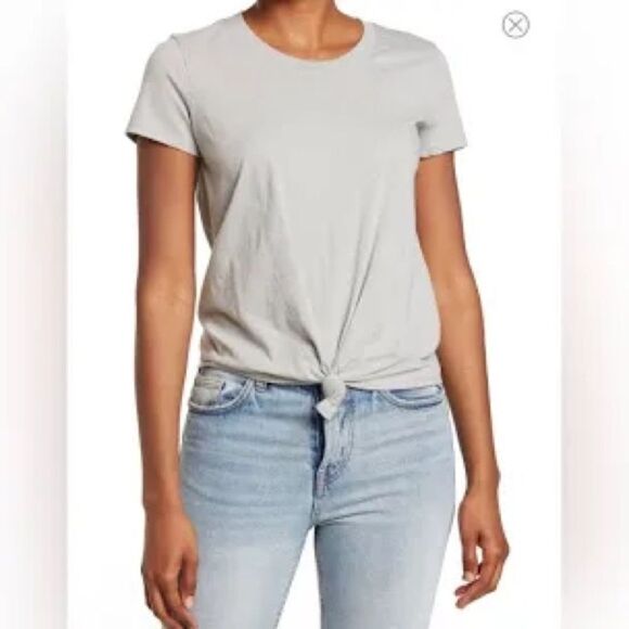 Madewell Knot Front Tee in Gray Medium - Picture 1 of 7